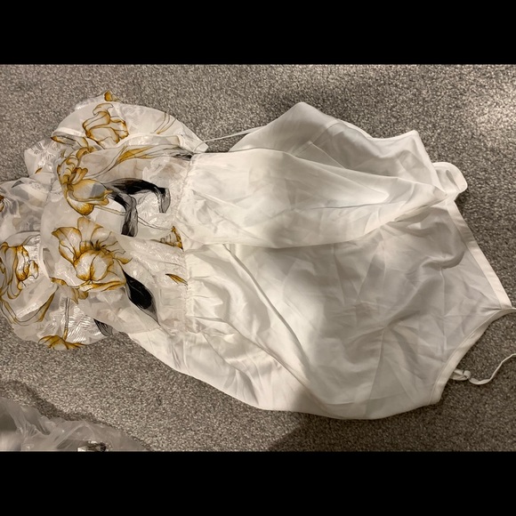 WHBM White House black market yellow floral long sleeve blouse cami yellow top - Picture 5 of 8